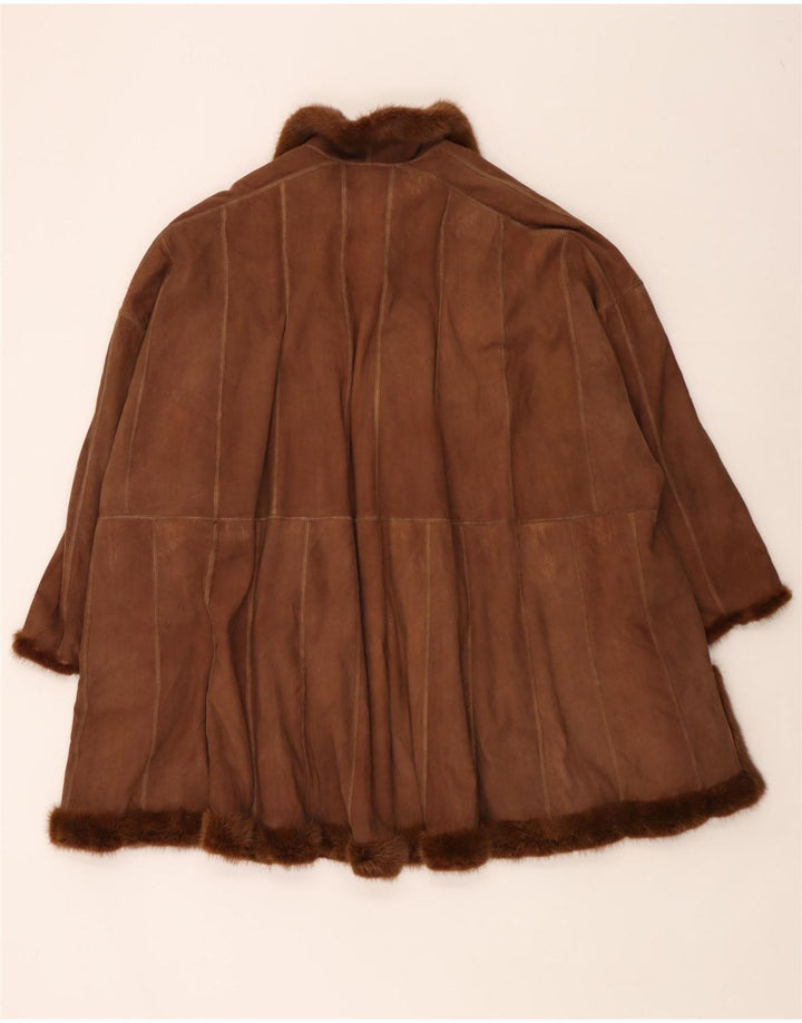 vintage Femmes Oversize Réversible Manteau de Fourrure UK 18 XL Marron