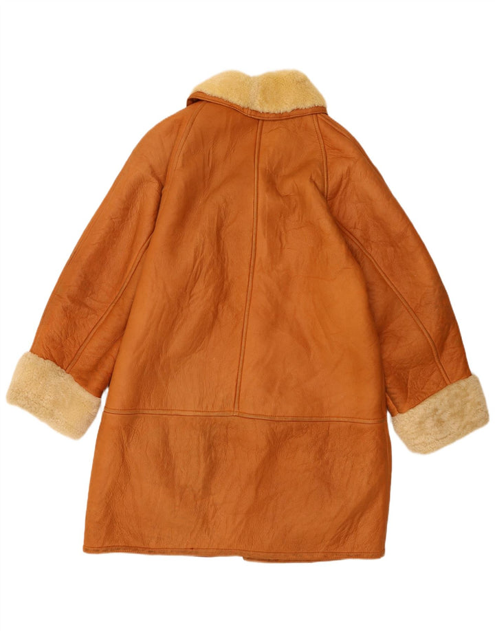 Trussardi Manteau Shearling Femme UK 18 XL Cuir Beige