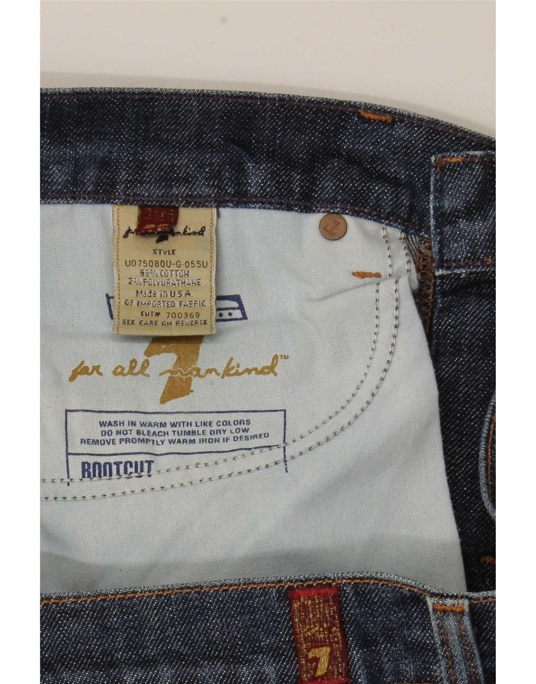7 For All Mankind Jean Bootcut Femme W29 L32 Bleu Coton