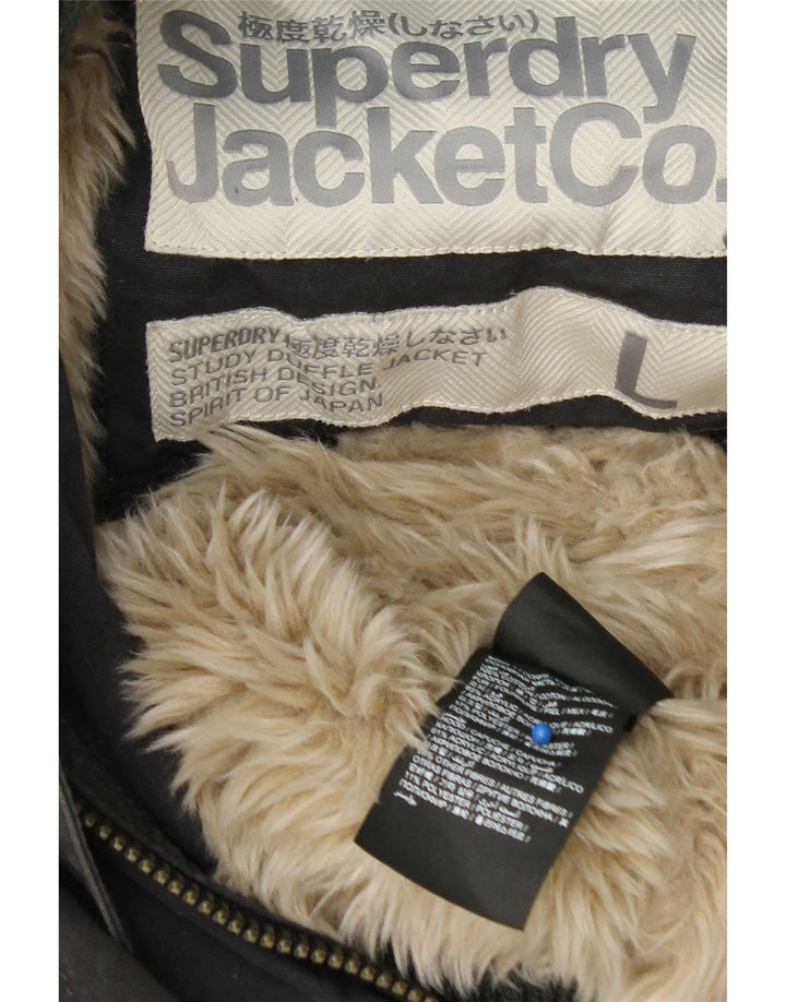Superdry Veste bomber à capuche pour femme UK 16 Large Gris Coton