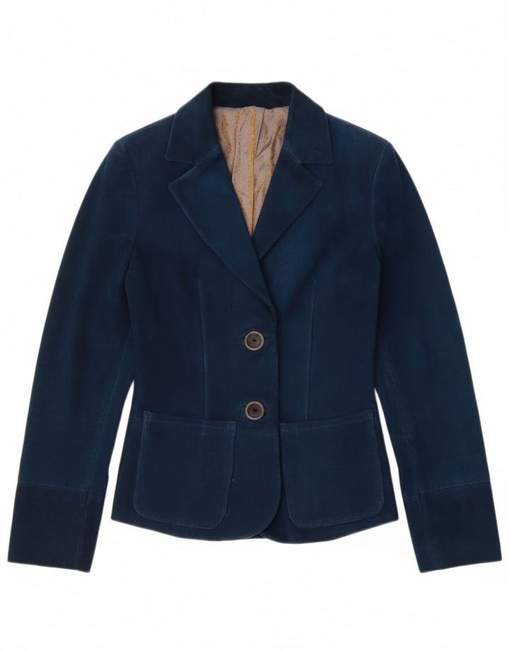 vintage Femmes 2 Bouton Blazer Veste UK 4 XS Bleu Marine