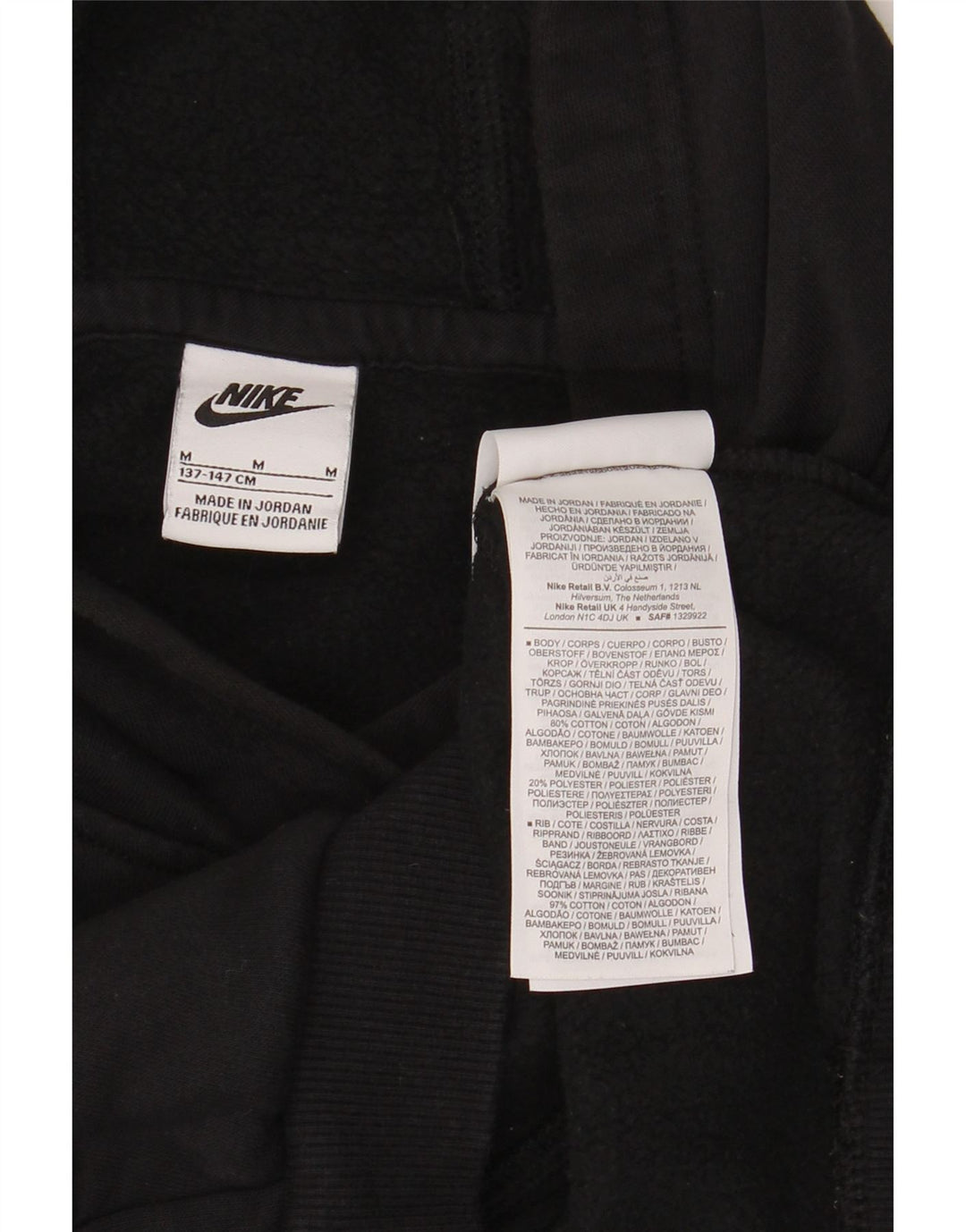 Nike Pull à capuche garçon 10-11 ans Noir Moyen Coton