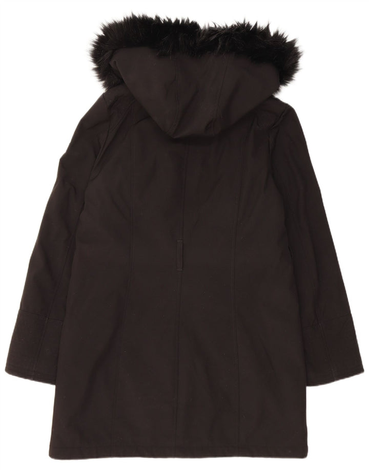 Dkny Veste Parka à capuche pour femme UK 10 Petit Noir Polyester