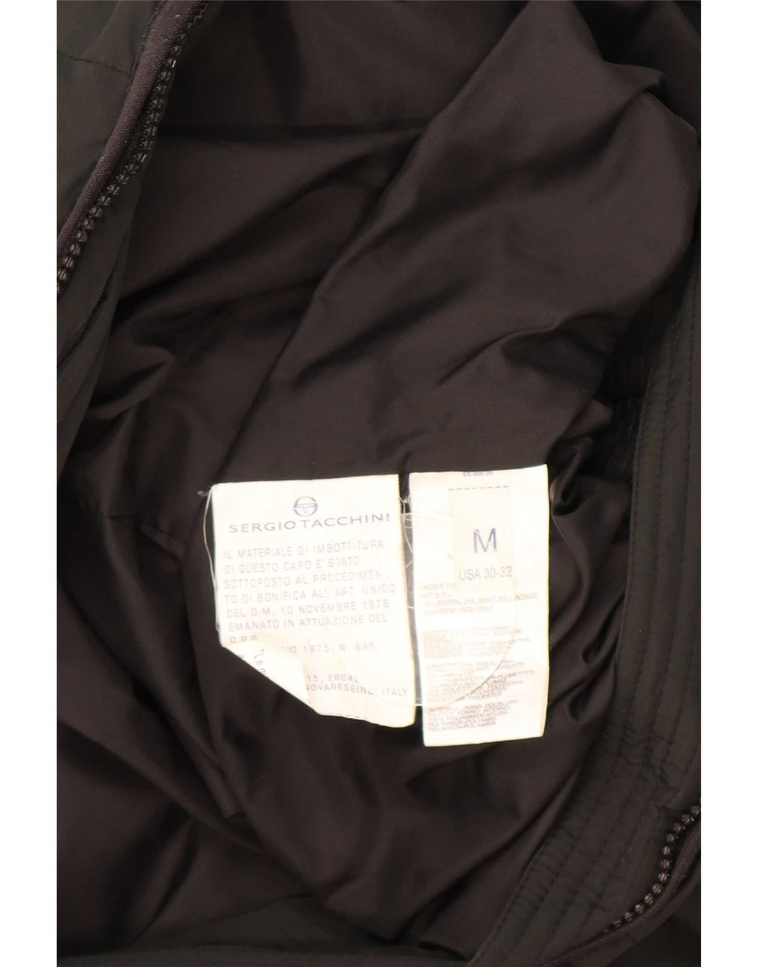 Sergio Tacchini Veste matelassée graphique pour homme UK 38 Medium Noir Polyester