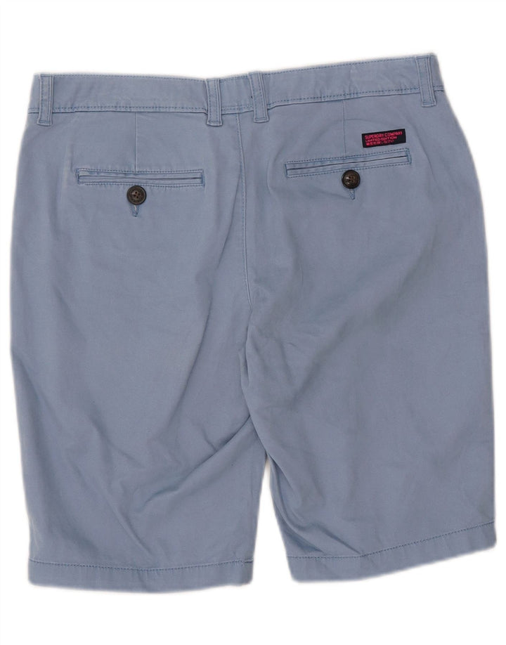 SUPERDRY Short Chino Femme W34 Large Bleu Coton