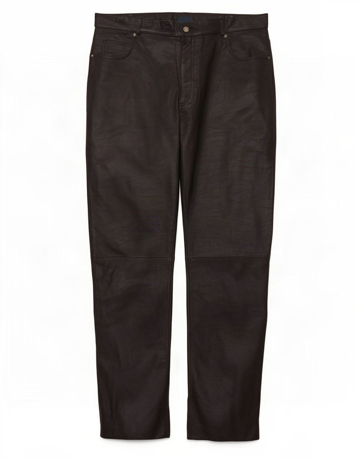 Pantalon droit en cuir pour hommes Arizona W36 L32 noir