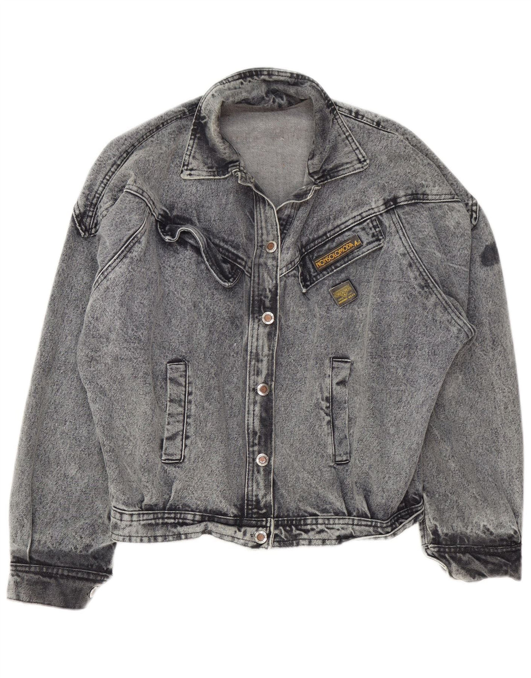 VINTAGE Veste en denim surdimensionnée pour femmes UK 16 Grand Gris