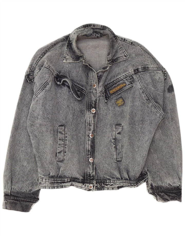VINTAGE Veste en denim surdimensionnée pour femmes UK 16 Grand Gris