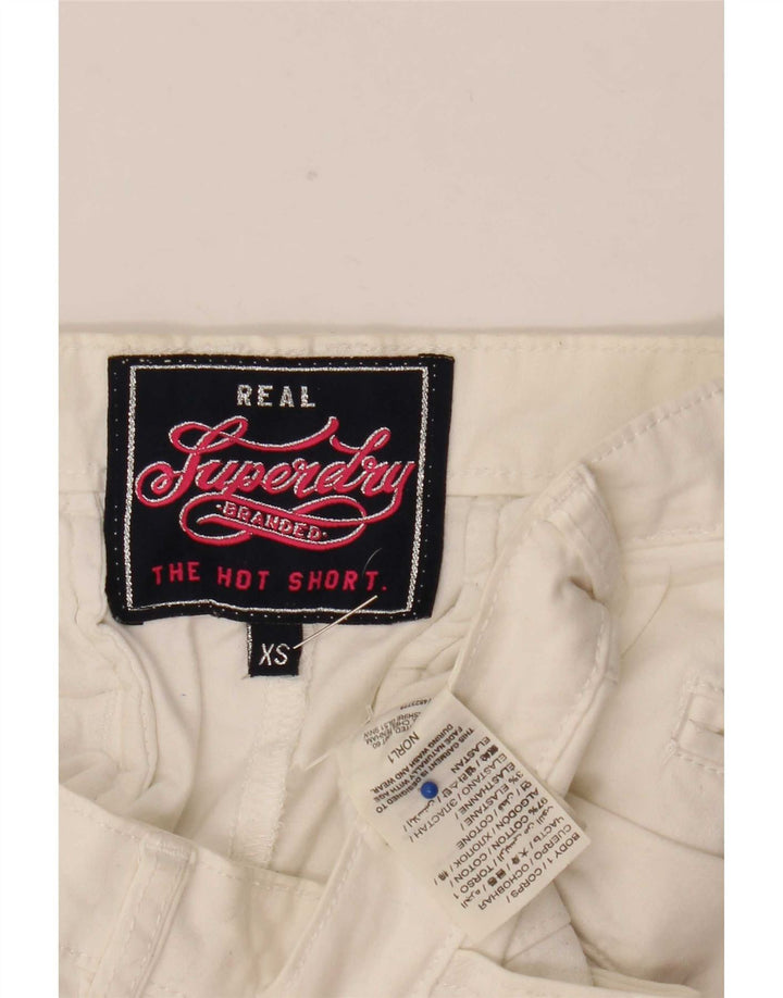 Superdry Pantalon Hot XS W27 Femme Blanc Coton