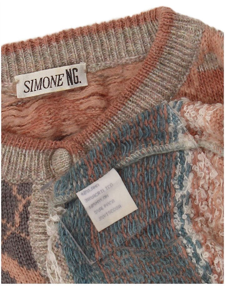SIMONE Femme Cardigan Pull UK 16 Grande Laine Florale Multicolore