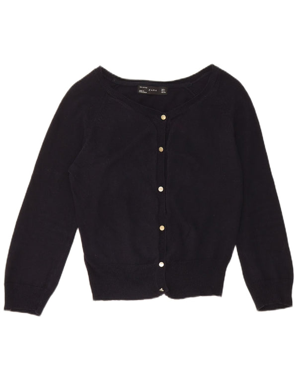 Zara Womens Crop Cardigan Sweater UK 14 Large Bleu Marine