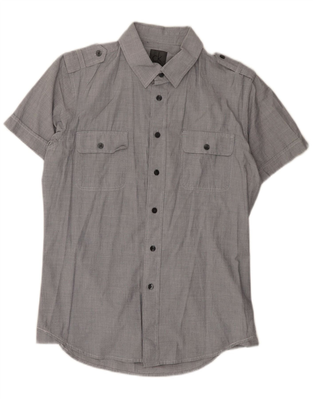 Calvin Klein Chemise militaire à manches courtes homme gris moyen coton