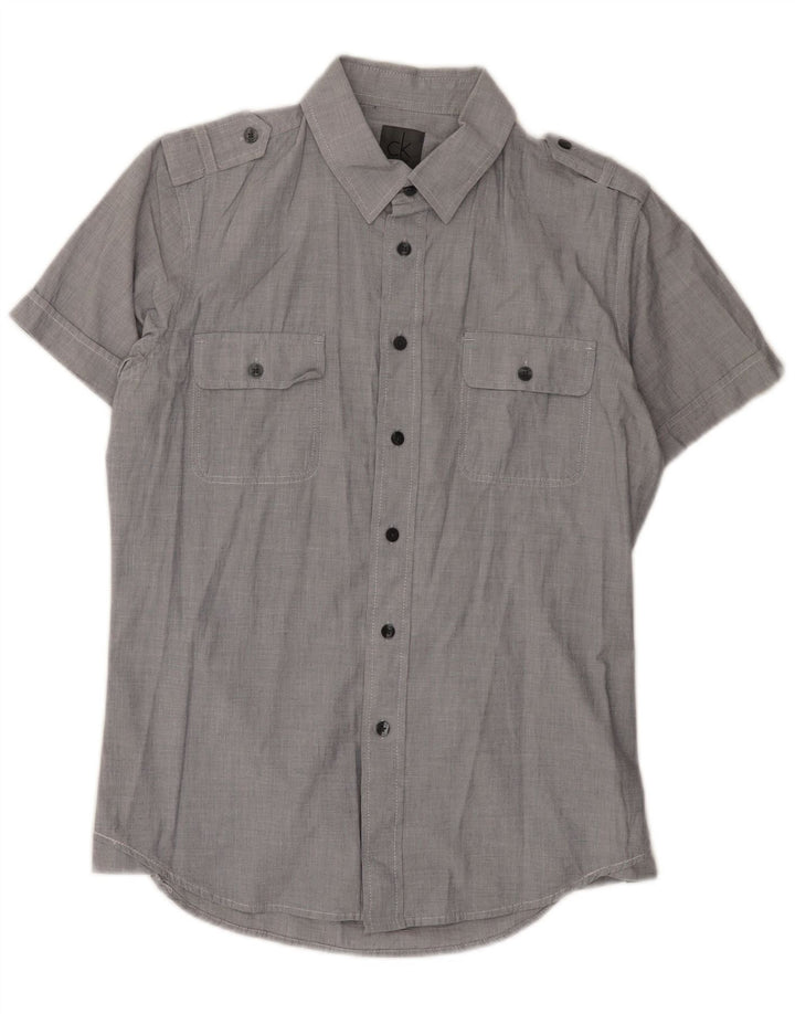 Calvin Klein Chemise militaire à manches courtes homme gris moyen coton