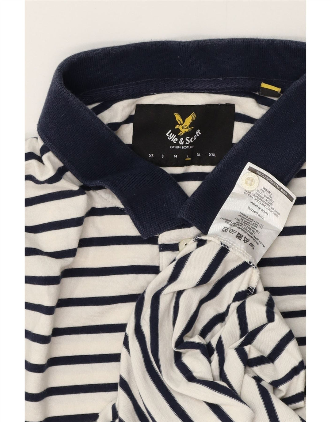 Lyle & Scott Polo Homme Large Blanc Rayé Coton