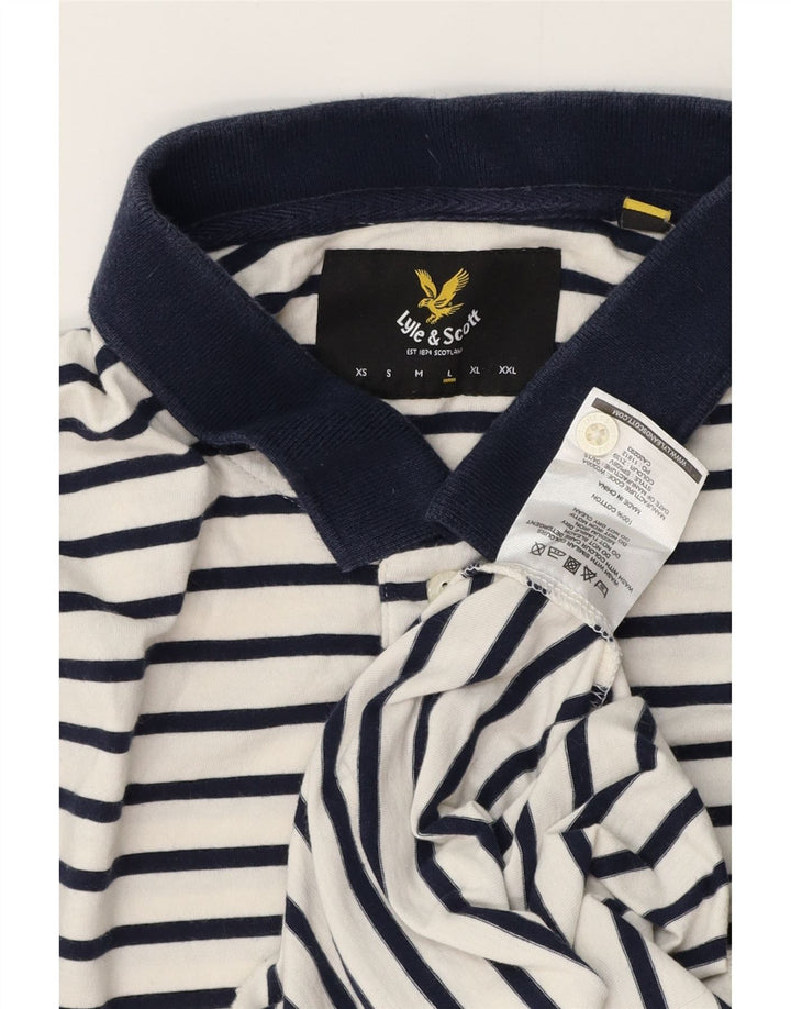 Lyle & Scott Polo Homme Large Blanc Rayé Coton