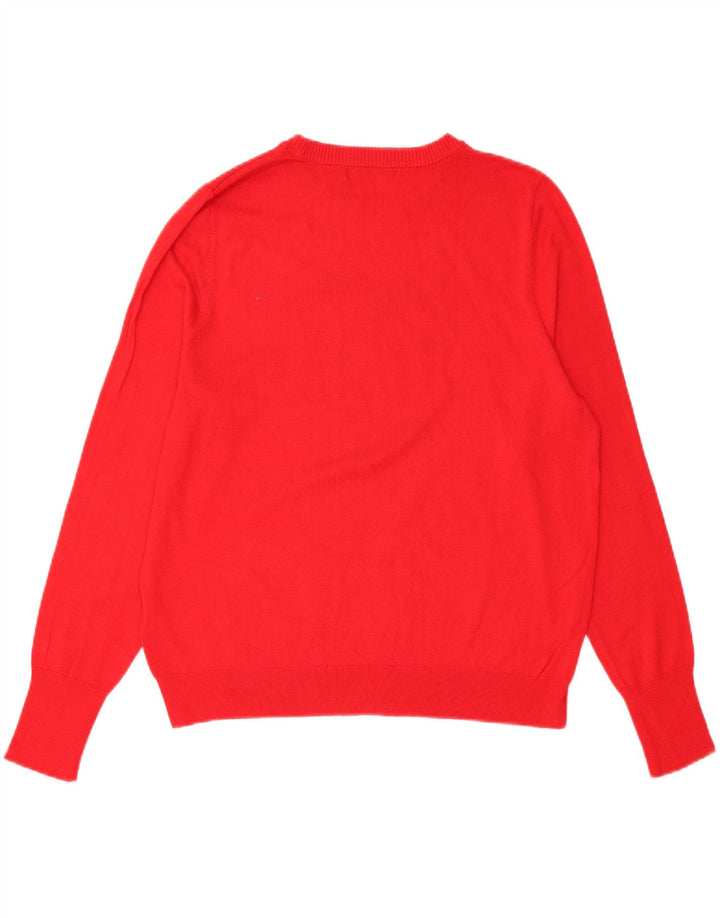 MARKS & SPENCER Womens Graphic Crew Neck Jumper Sweater UK 16 Large  Red Vintage Marks & Spencer and Second-Hand Marks & Spencer from Messina Hembry 