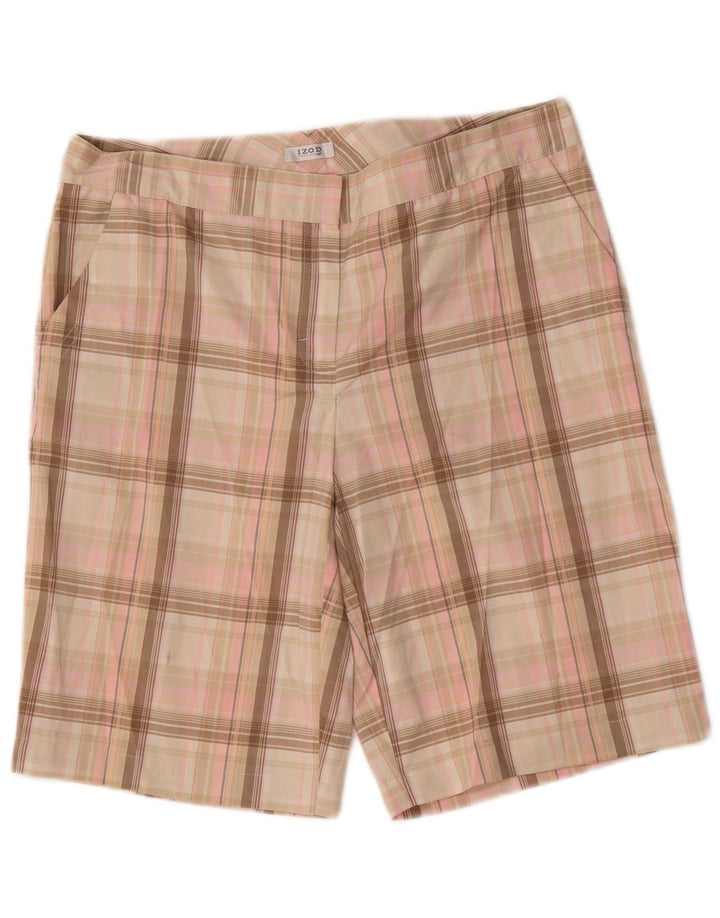 Izod Short Chino Femme US 8 Medium W32 Rose à Carreaux Polyester