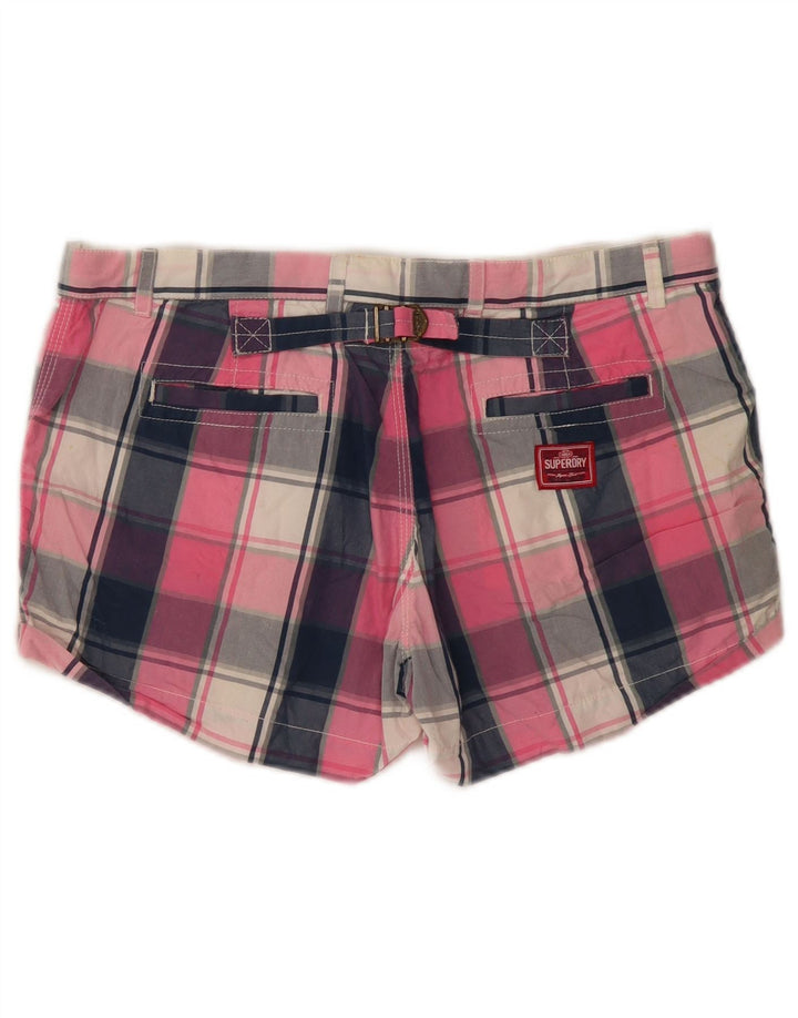 Superdry Femme Pantalon Chaud Moyen W30 Coton À Carreaux Rose