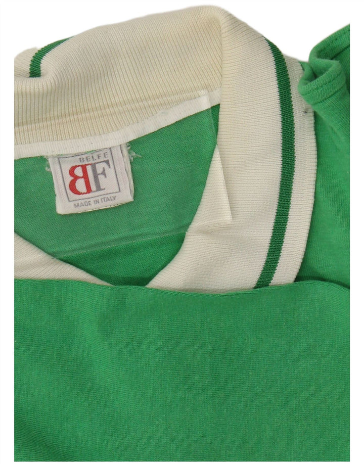 BELFE Pull à col polo pour femme UK 14 Large Vert Colorblock