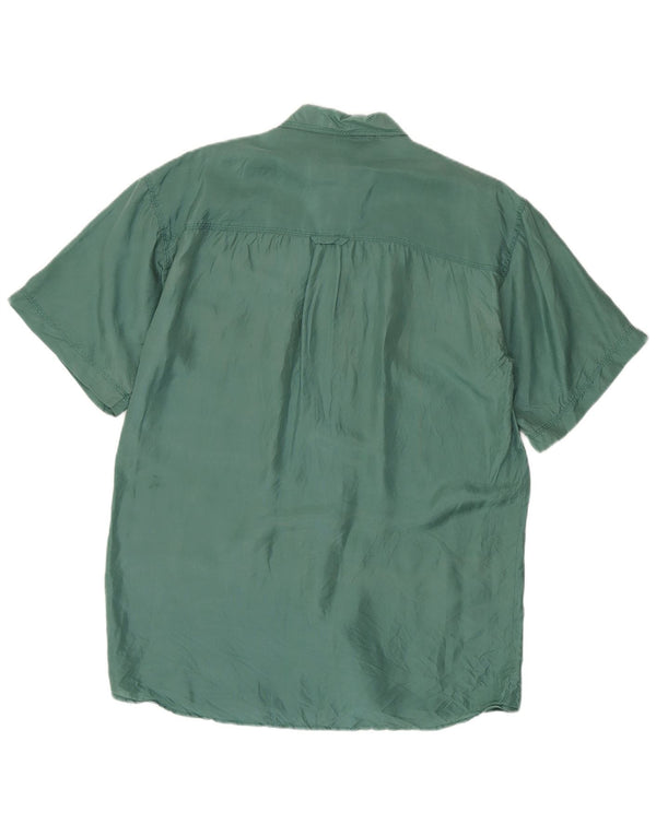 Vinci Mens Short Sleeve Shirt Small Green Silk
