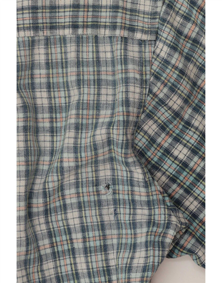 Timberland Chemise à Manches Courtes Homme Bleu Moyen Carreaux Lin