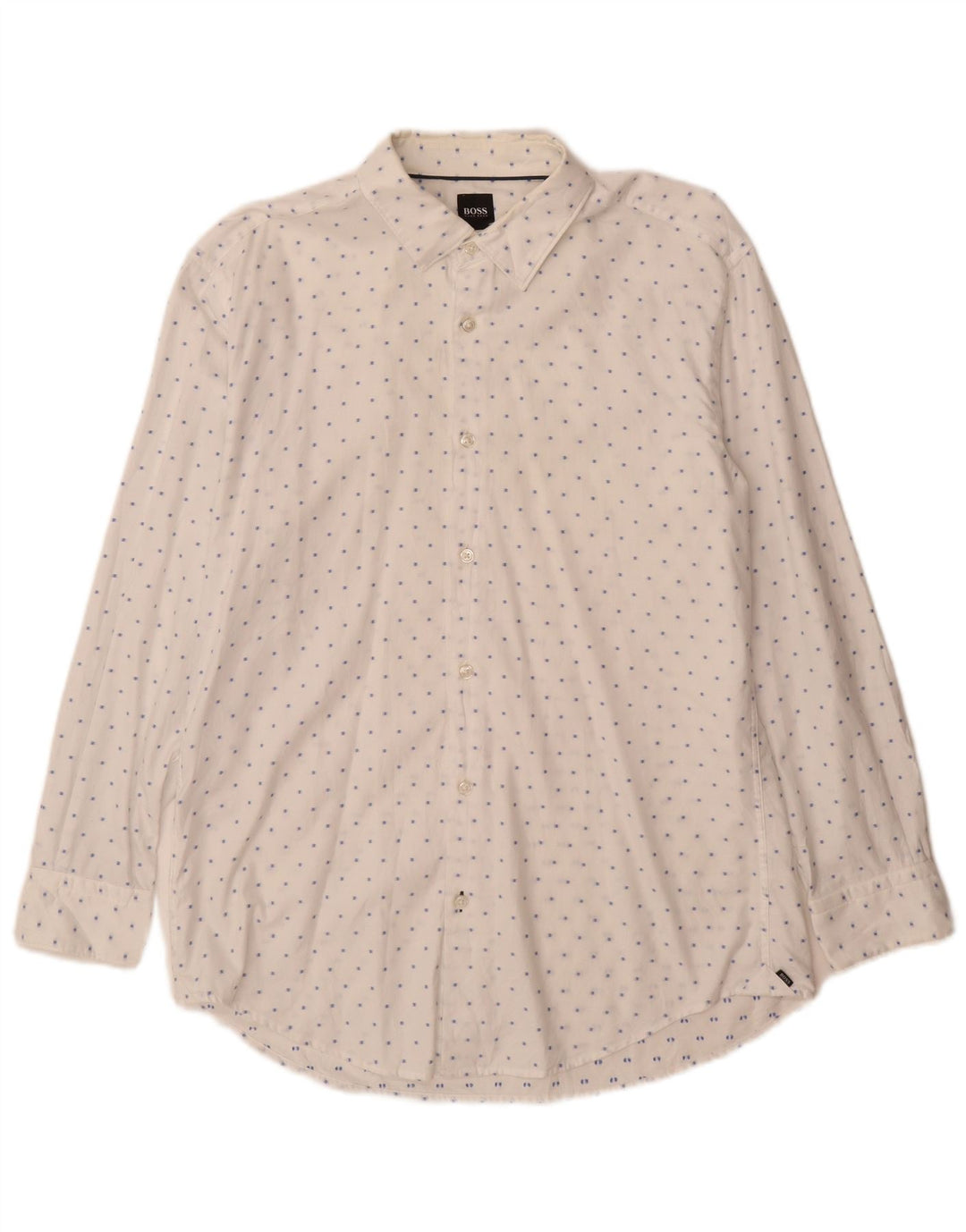 HUGO BOSS Chemise Slim Fit Large Coton à Pois Blanc