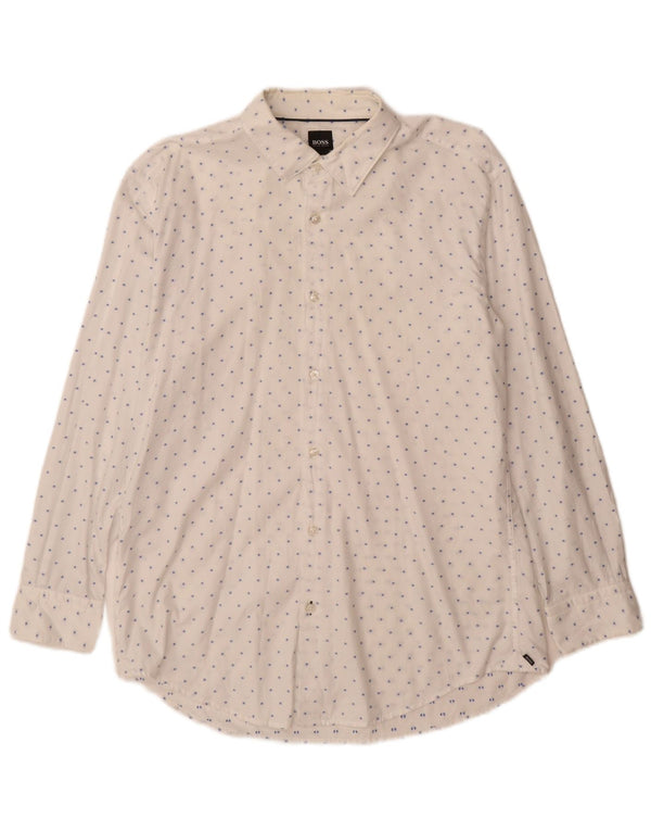 HUGO BOSS Chemise Slim Fit Large Coton à Pois Blanc
