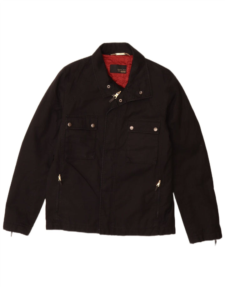 ZARA Veste utilitaire pour homme UK 38 Coton noir moyen