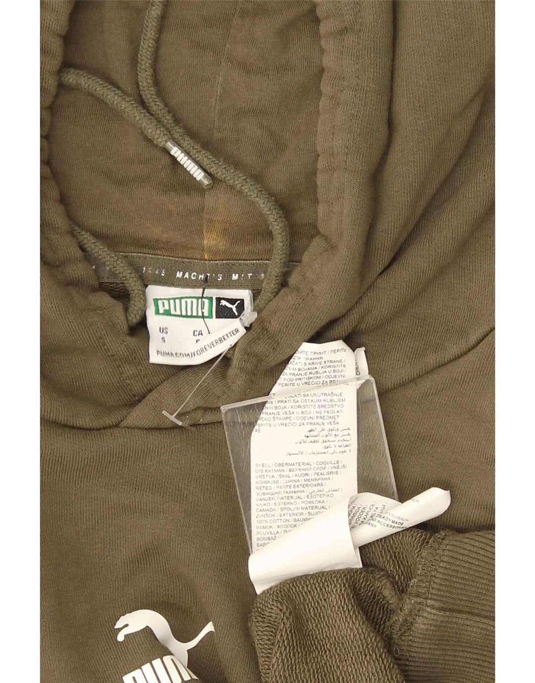 Puma Pull à capuche pour homme Petit Kaki Coton