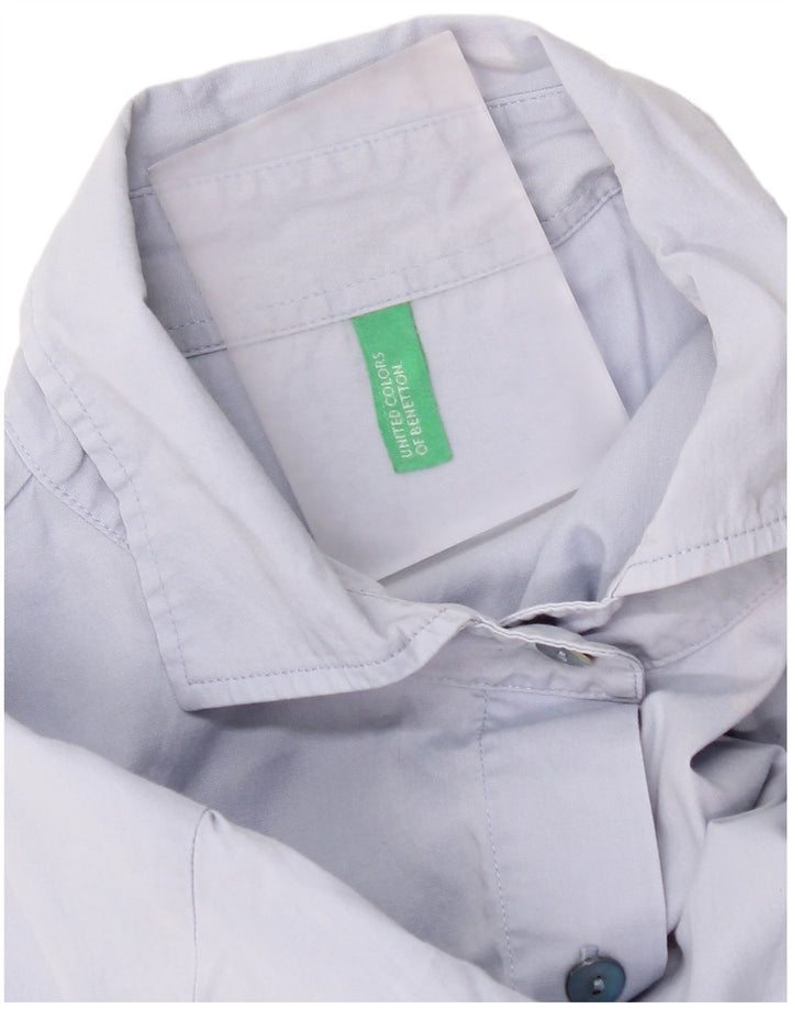 Benetton Chemise à manches courtes pour femme UK 12 Bleu moyen