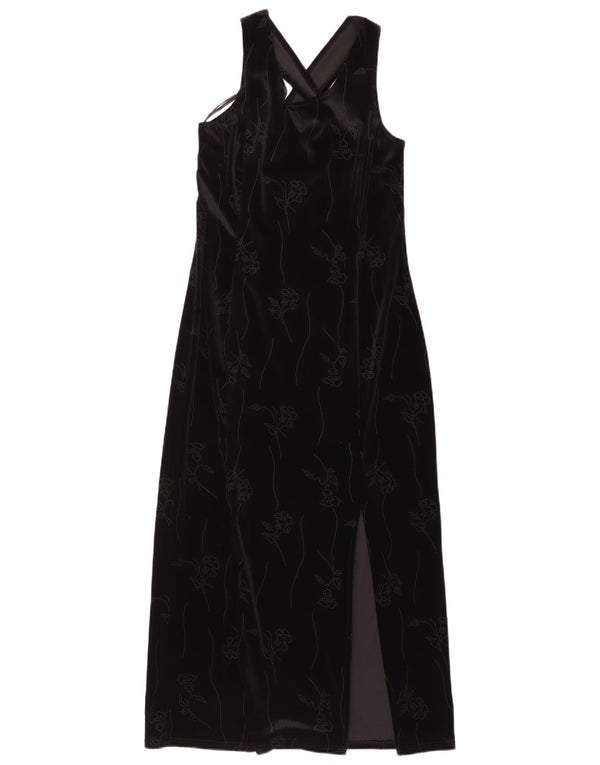 NEW LOOK Robe longue en velours sans manches pour femme UK 44 Noir moyen floral