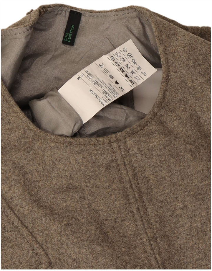 Benetton Robe droite sans manches pour femme UK 10 Petite laine grise