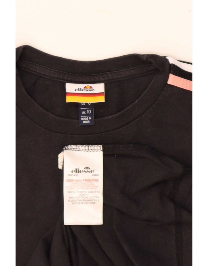 Ellesse T-shirt surdimensionné pour femme UK 10 Small Noir Coton
