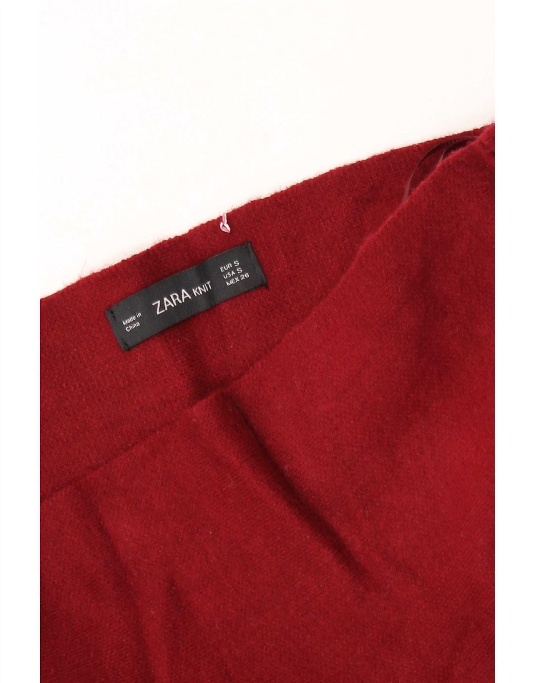 Zara Femme Jupe Évasée En Tricot Small W26 Bordeaux