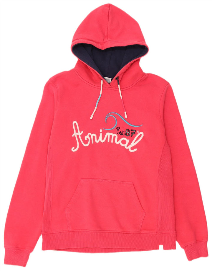 ANIMAL Pull à capuche graphique pour femme UK 16 Grand coton rose