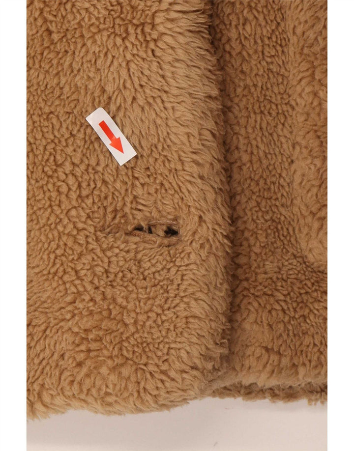 Zara Veste Sherpa surdimensionnée pour femme UK 6 XS Marron Polyester