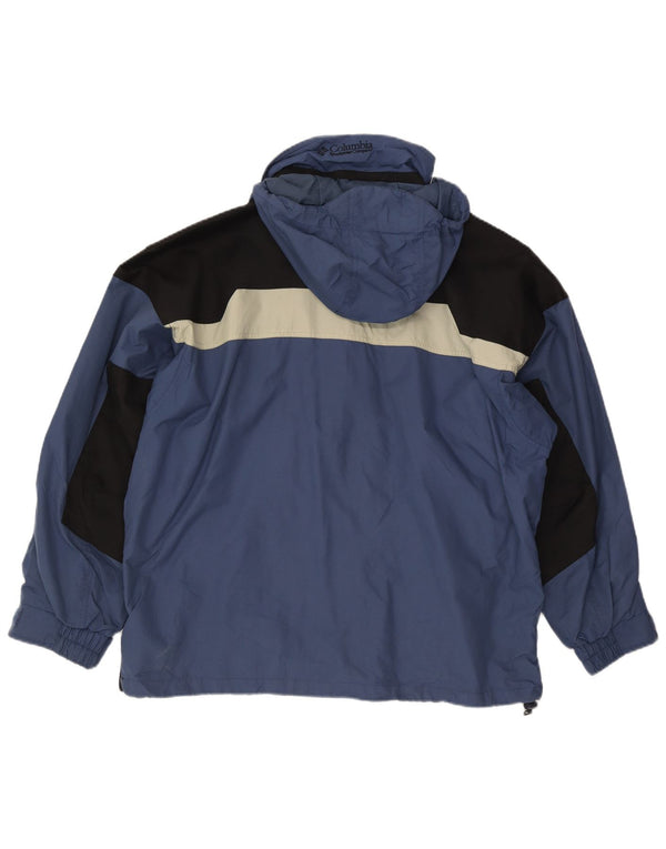 Champion Veste coupe-vent à capuche pour homme UK 40 Large Bleu Colorblock Nylon