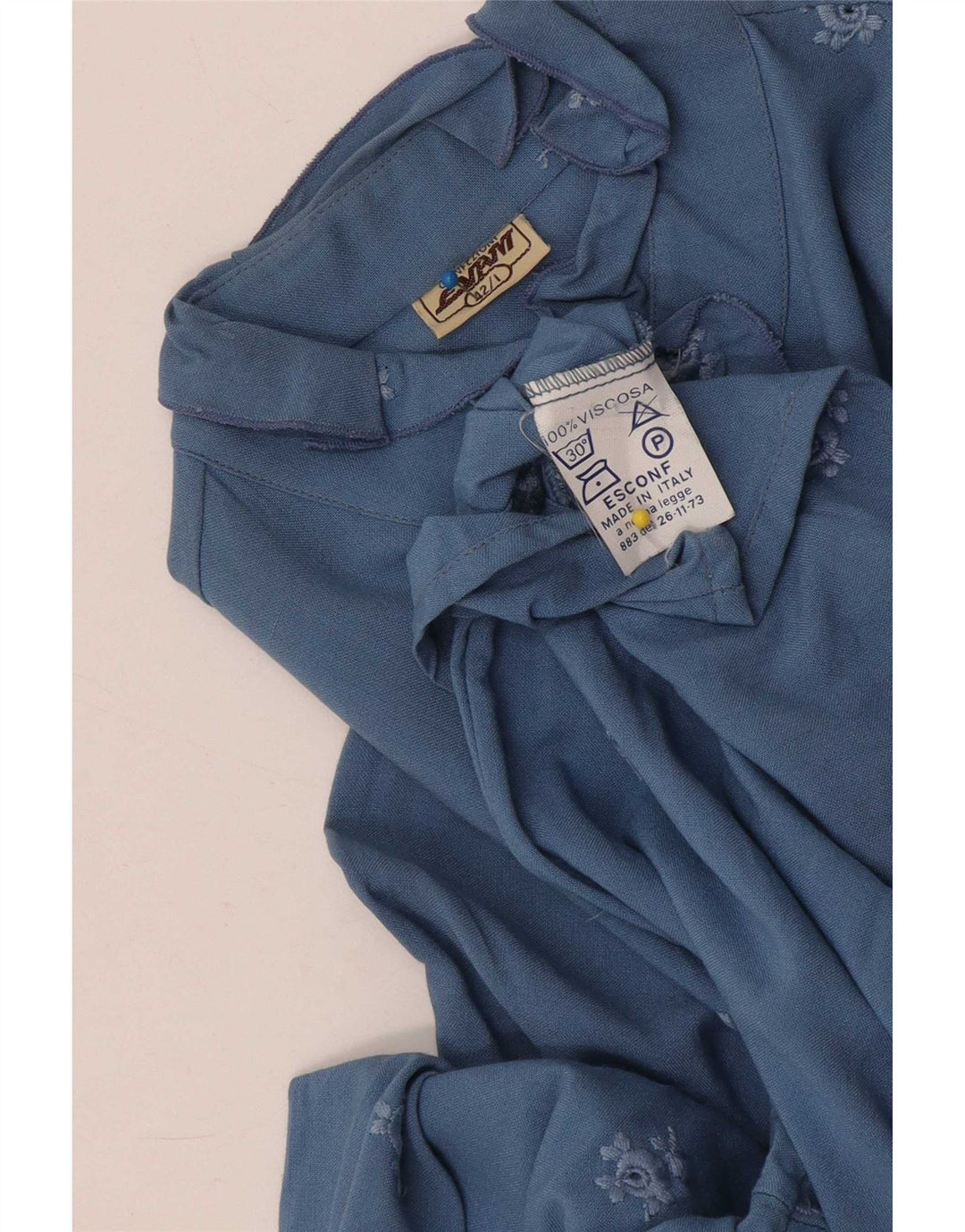 Chemisier chemise femme vintage IT 42 Viscose florale bleu moyen