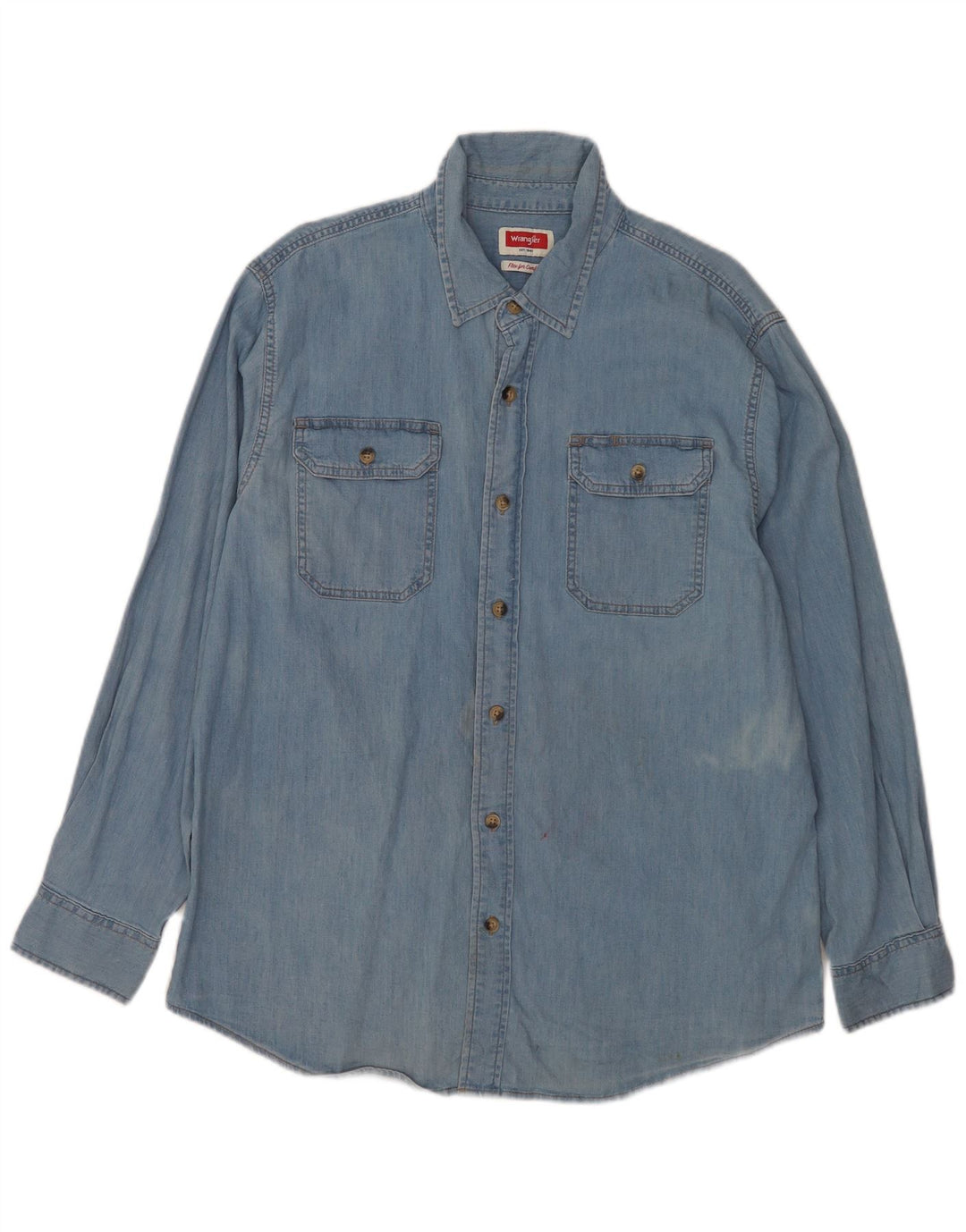 Wrangler Chemise en jean coupe droite pour homme en coton bleu moyen