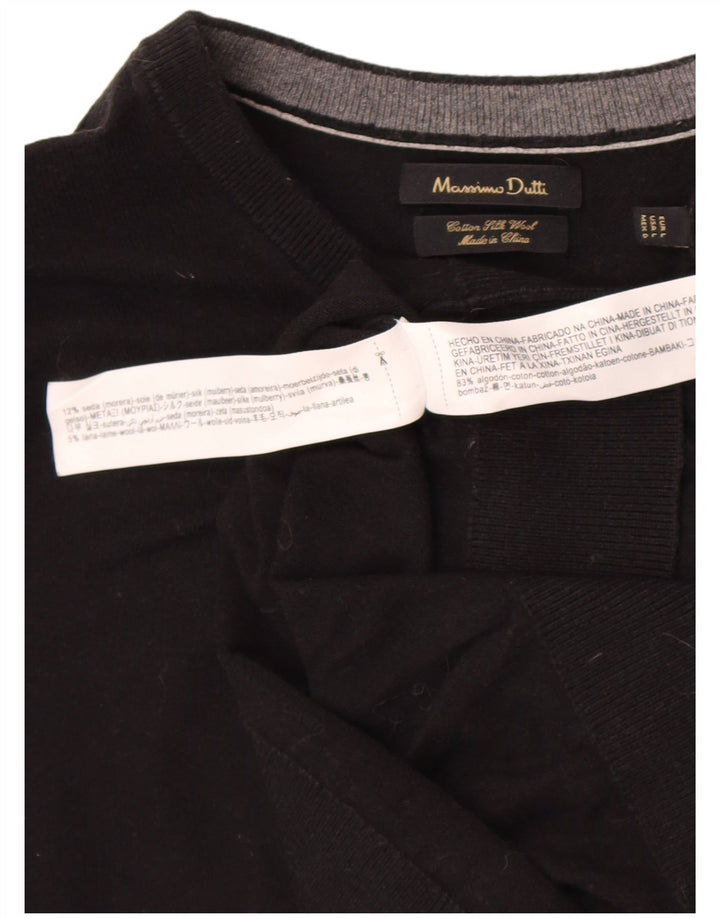 Massimo Dutti Pull à col rond pour homme en coton noir Taille L