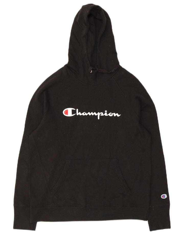 Champion Pull à capuche graphique pour homme en polyester noir moyen