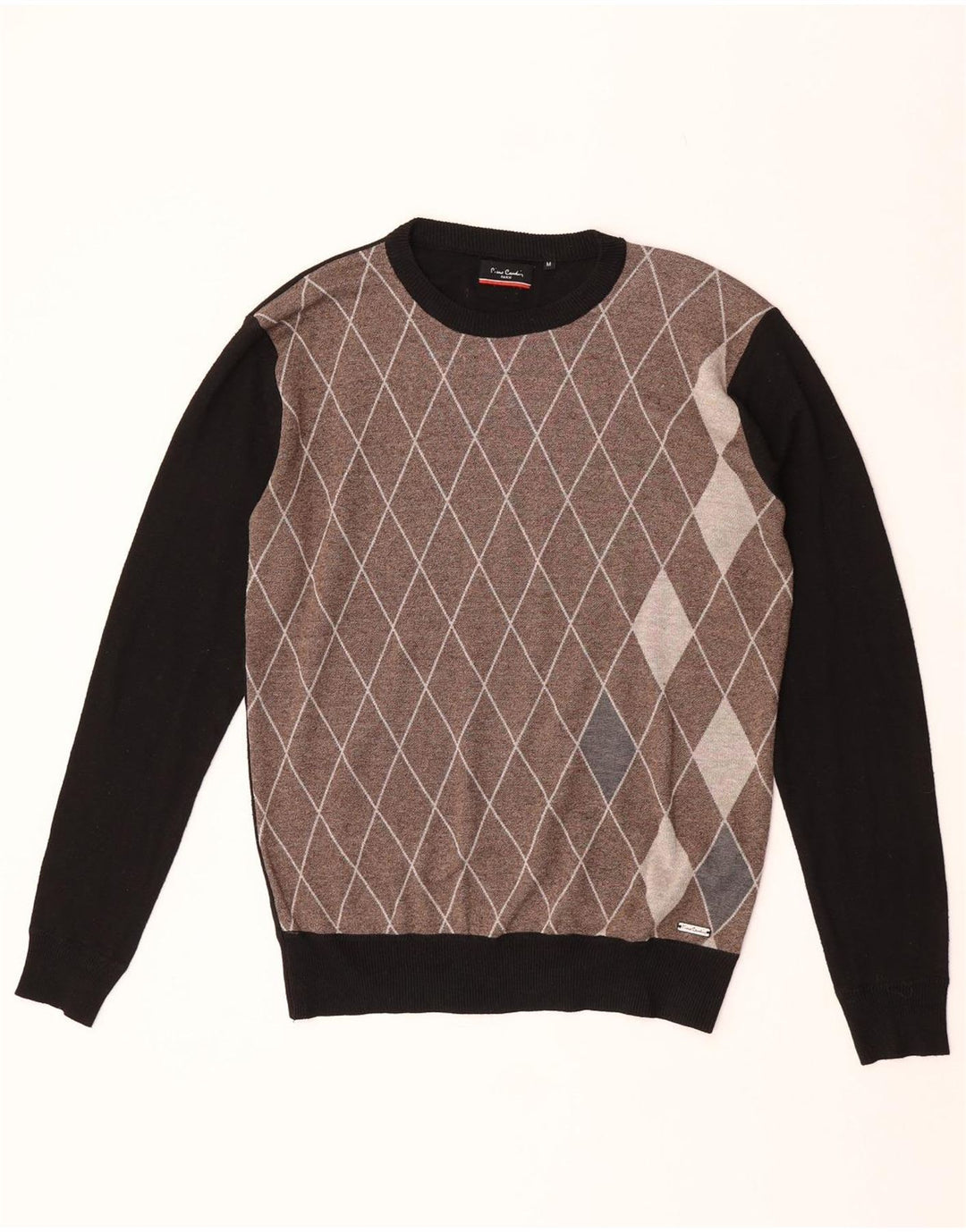Pierre Cardin Pull à col rond pour homme Noir moyen Argyle/Diamant