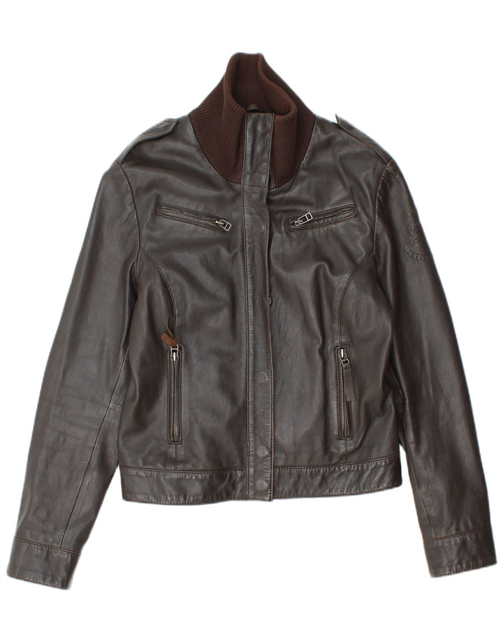 Veste en cuir femme vintage UK 12 Cuir brun moyen