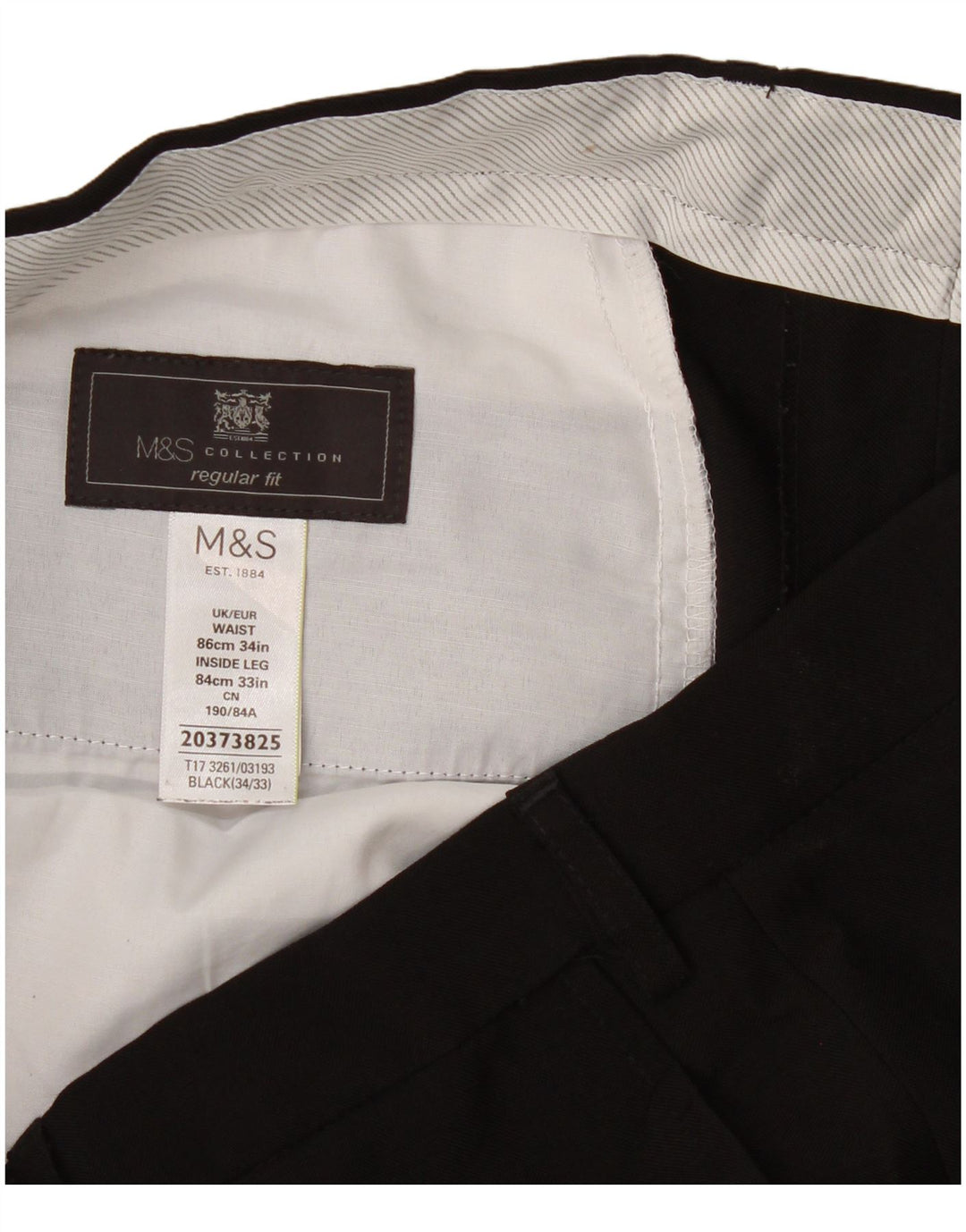 Marks & Spencer Pantalon de costume droit coupe droite pour homme W34 L33 Noir