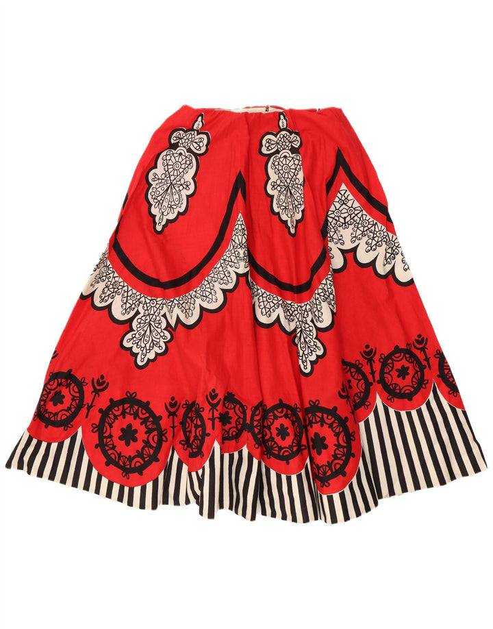 vintage Femmes A-Line Jupe W26 Petit Rouge Géométrique