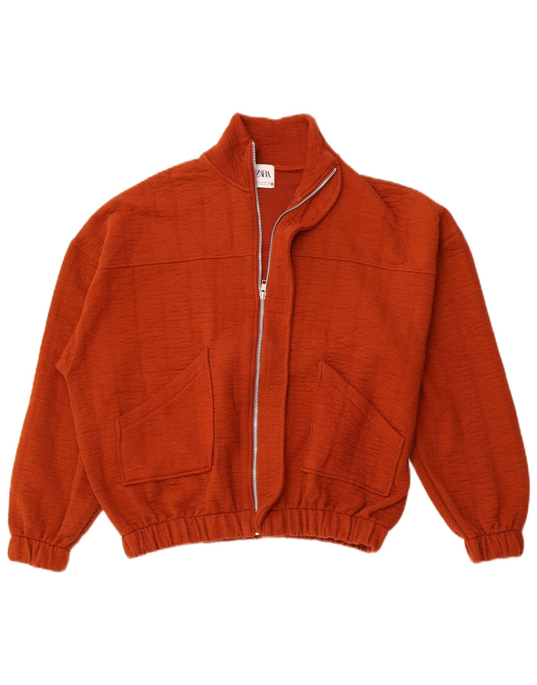 ZARA Veste bomber surdimensionnée pour femme UK 6 XS Marron Polyester