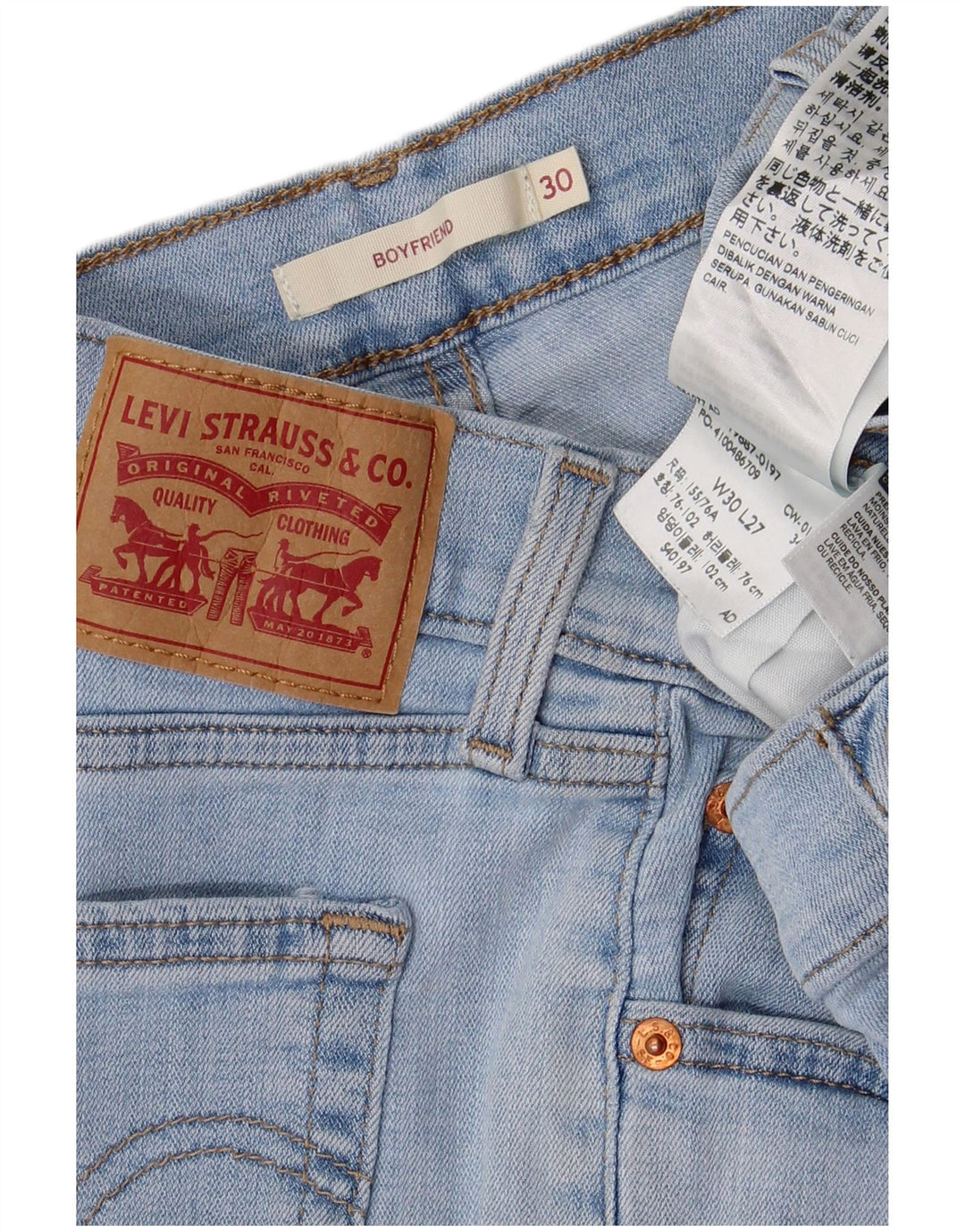 LEVI'S Jean Slim Boyfriend Femme W30 L27 Bleu Coton
