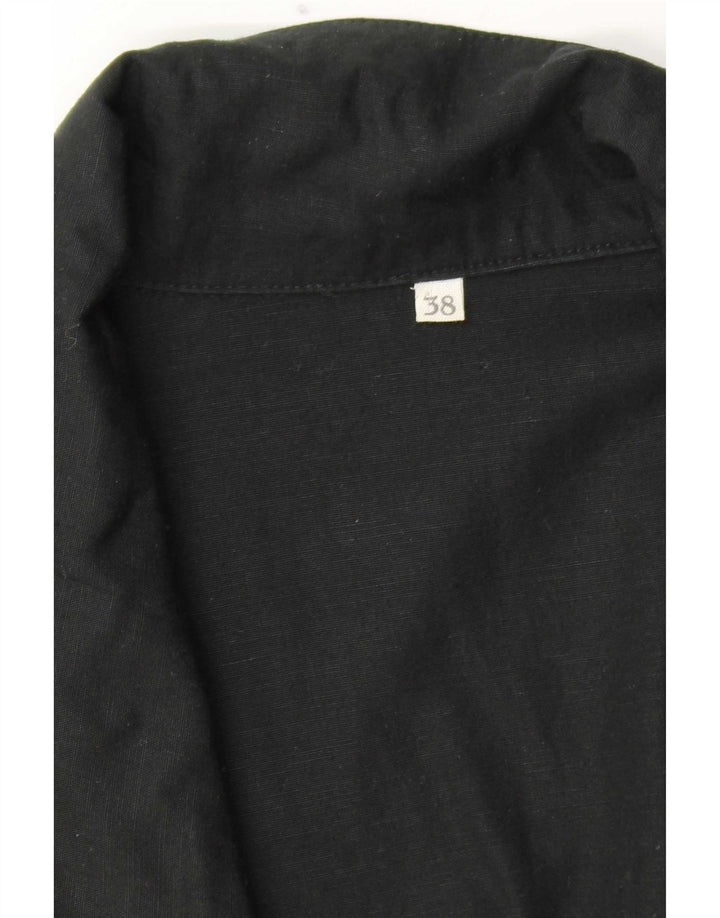 vintage Femmes 3/4 Manches Double Breasted Blazer Veste EU 38 Moyen Noir