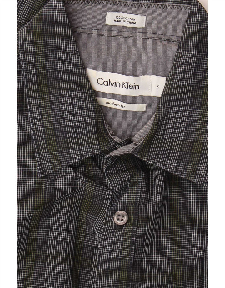 Calvin Klein Chemise Modern Fit Homme Petit Carreau Gris Coton