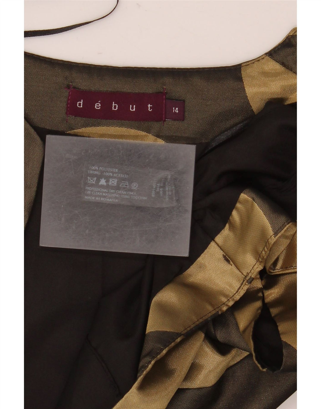 Debut Boléro à manches courtes pour femme UK 44 Medium Kaki Géométrique Polyester